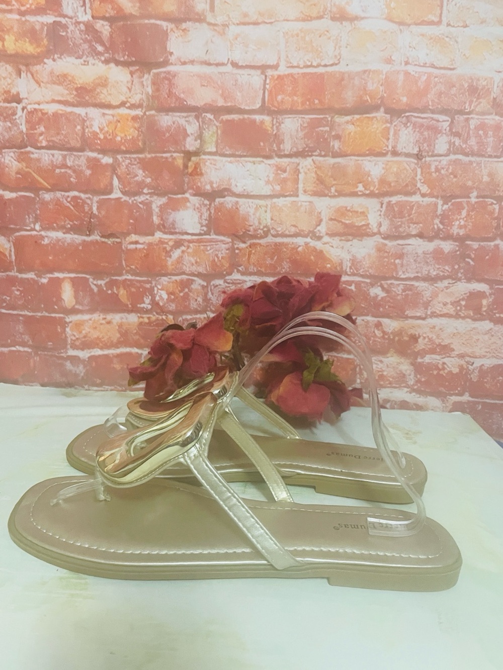 Pierre Dumas Platinum Empress Flat Thing Sandals